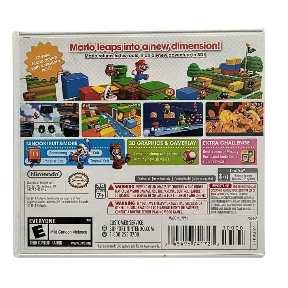Super Mario 3D Land 3DS Video Game Nintendo Manual Advertising Complete CIB